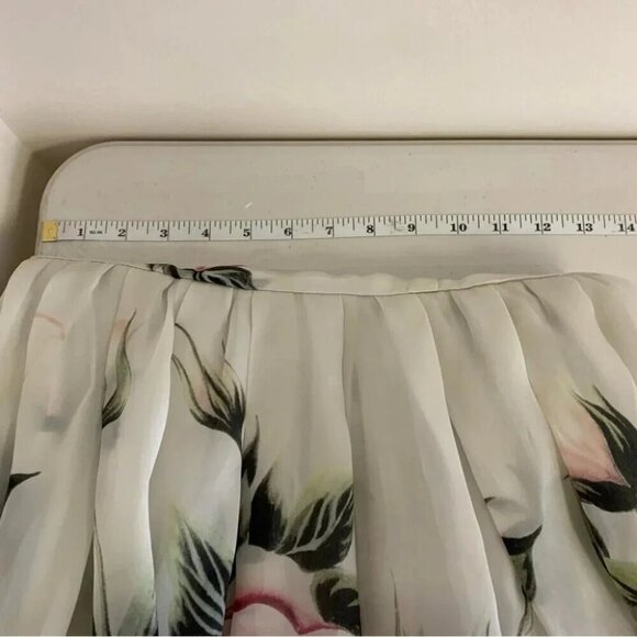 Floral Rose Print 100% Silk Cotton Lining Balloon Skirt Midi Dress Size Small - Picture 12 of 13